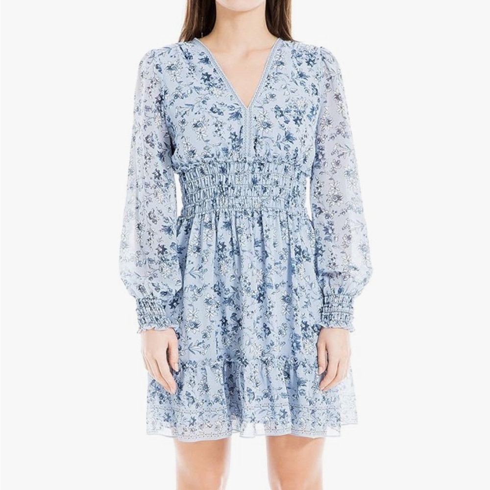 Max Studio Women's Long Sleeve Short Dress
